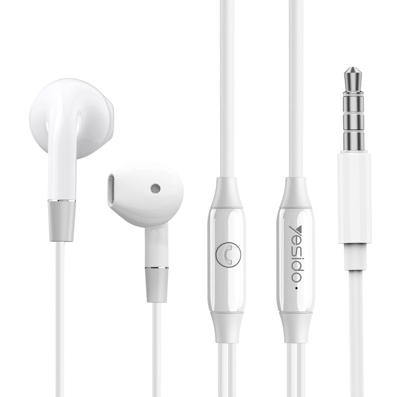 Yesido YH 30 Earphone 3.5mm Jack In Ear Wired White WIBI