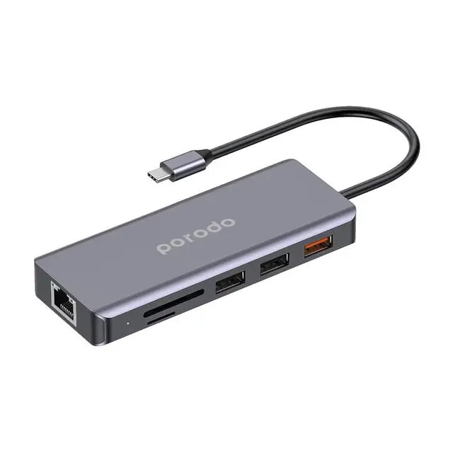 Porodo 9in1 4K HDMI Ethernet USB-C Hub