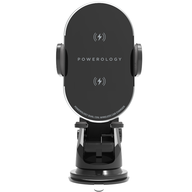 Powerology 15W Fast Wireless Car Charger Mount 3 In 1 - Black