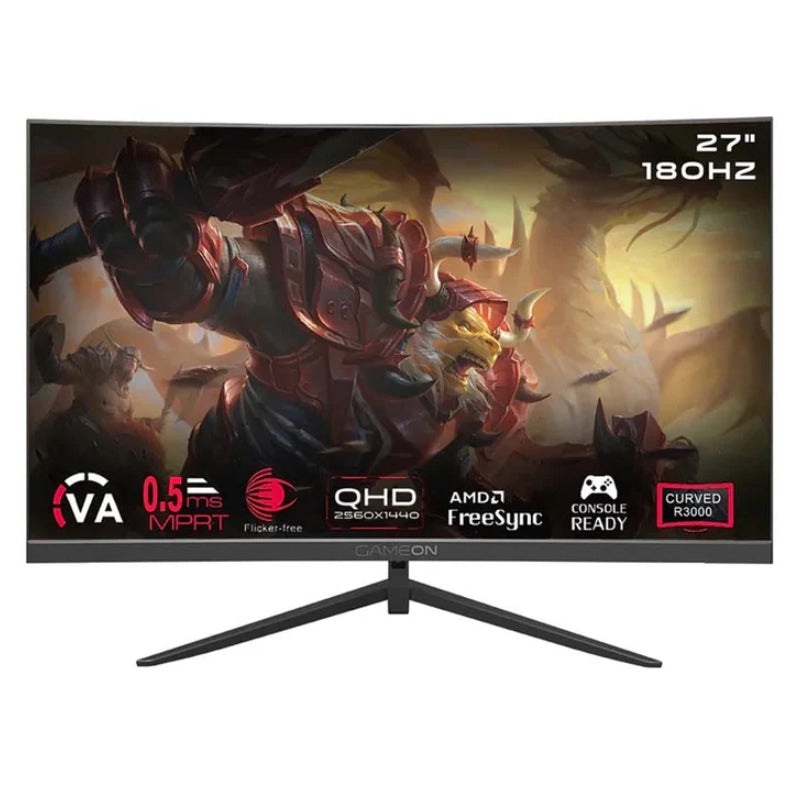 GAMEON GOC27Q180VA Curved QHD Gaming Monitor - 27" QHD / 180Hz / 0.5ms / HDMI 2.1 / VGA - Black