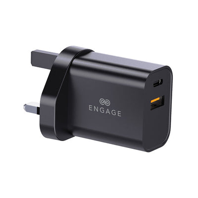 Engage Dual Port C+A 30W Pwr Adapter W/Interchangeable Uk/Eu Plug(8954526522357)