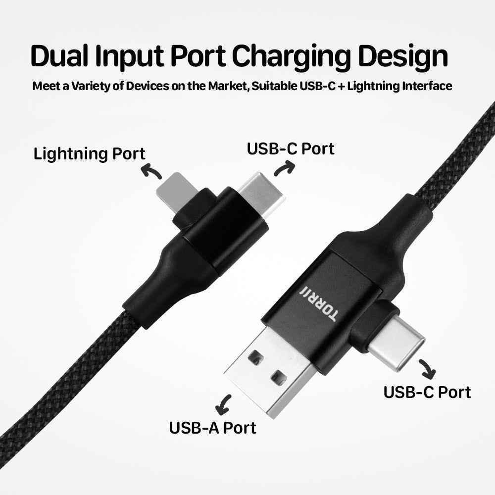 Torrii CiCi Multi-Function Magnetic Cable - 60W / USB-A / USB-C / Lightning / 1 Meter / Black