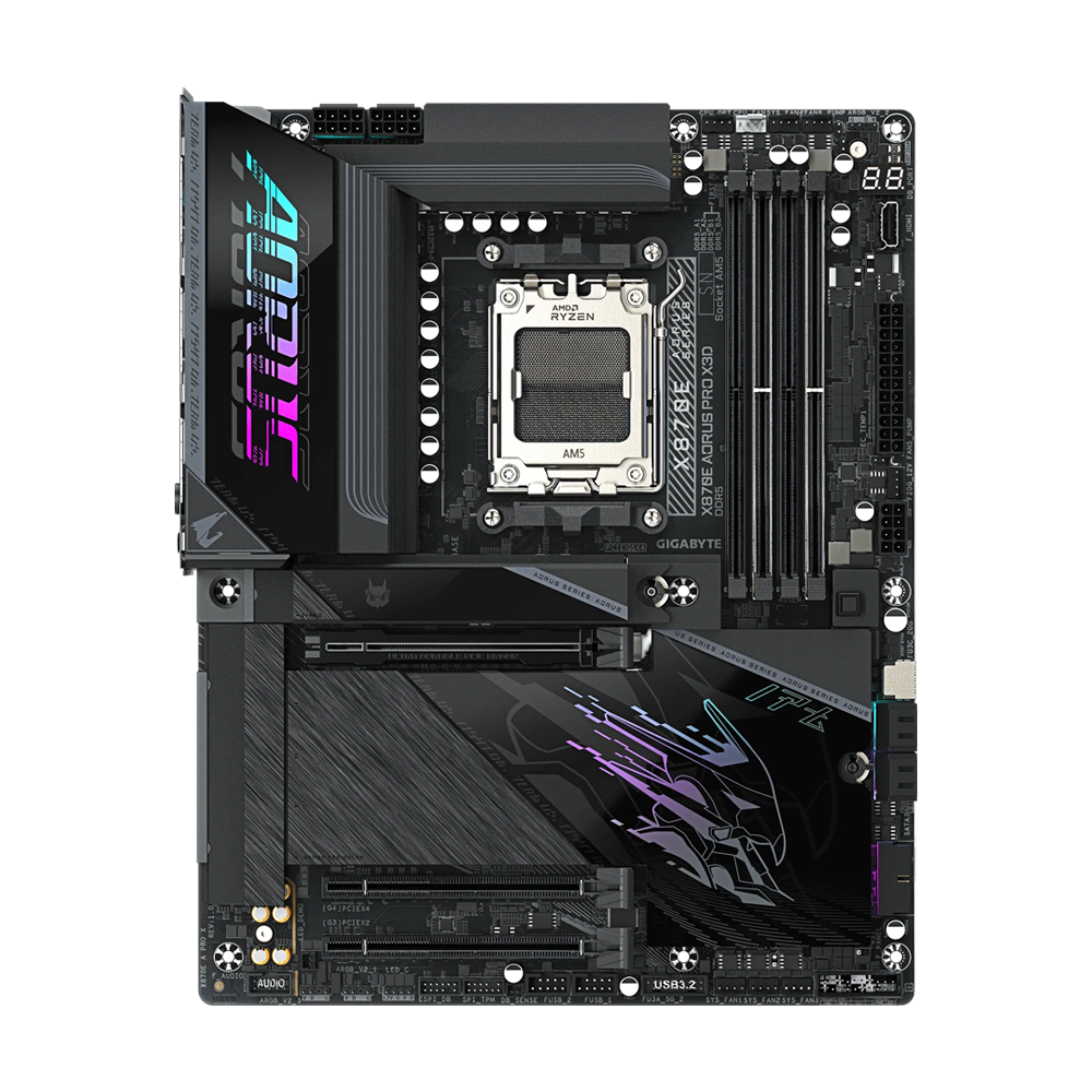 GIGABYTE X870E AORUS PRO X3D Motherboard - Wi-Fi / Bluetooth / HDMI / DisplayPort / USB - Black