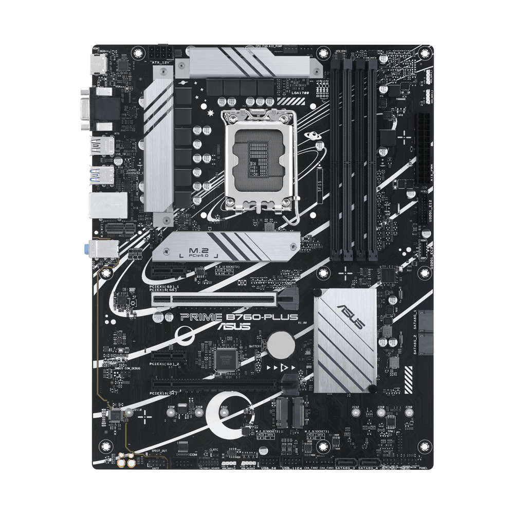 ASUS PRIME B760-PLUS ATX Motherboard - DDR5 / HDMI / DisplayPort / Ethernet / USB - Black