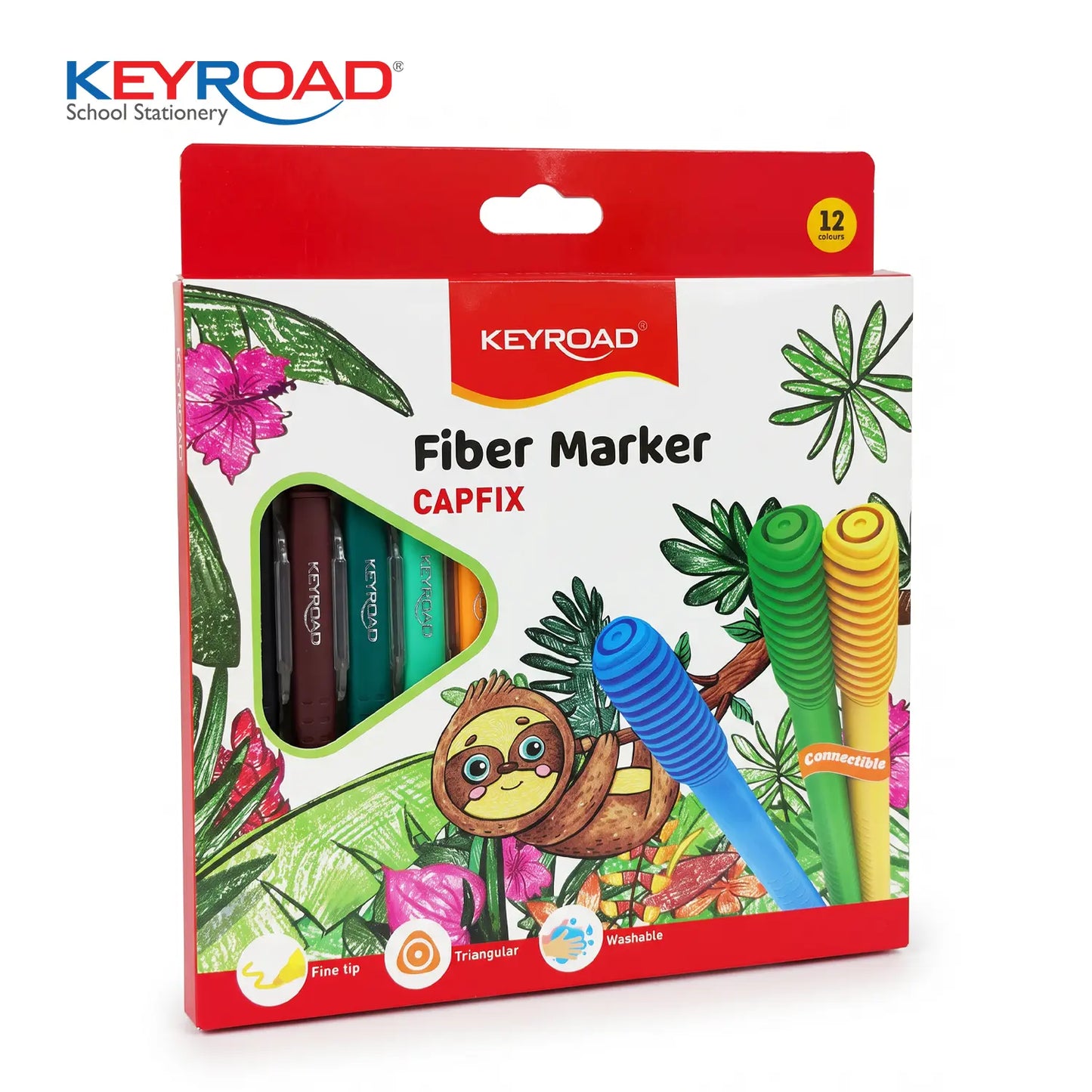 Keyroad Capfix Fiber Marker - 12 Pieces