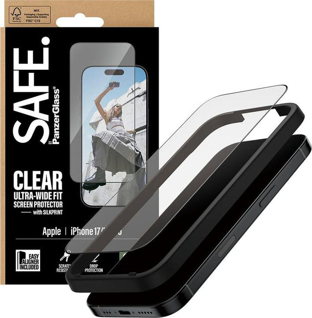 PanzerGlass® EasyAligner طباعة حريرية ألترا واسع المقاس شاشة لـ ايفون - شفاف