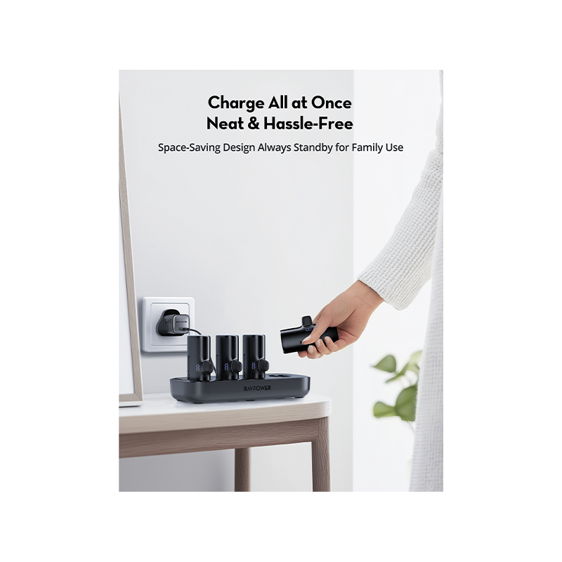 RavPower 4 in 1 (2 USB-C + 2 Lightning) 5000mAh Power Bank Station - Black