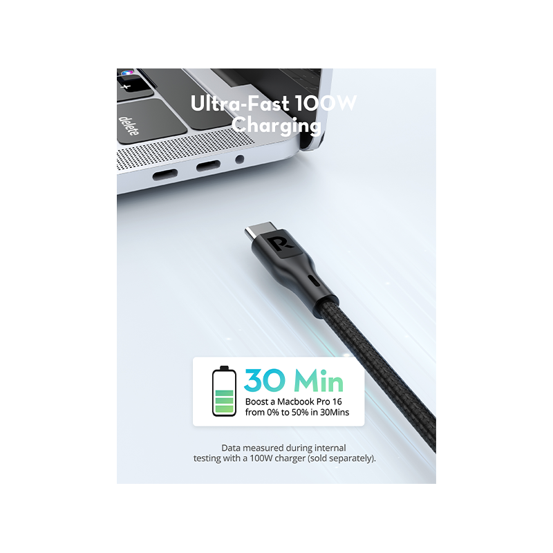 RavPower Cable 1m 100W USB-C to USB-C - Black