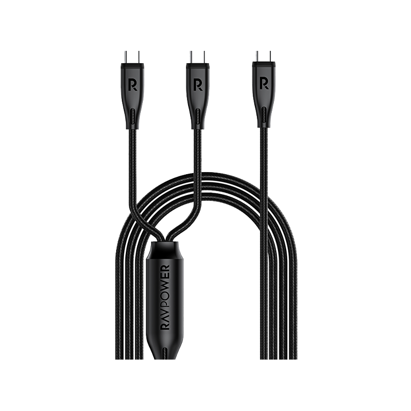 RavPower Cable 1.2m 2 in 1 USB-C to USB-C & USB-C - Black