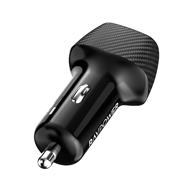 RavPower Car Charger 2- Port USB-C 60W Car Charger - Black