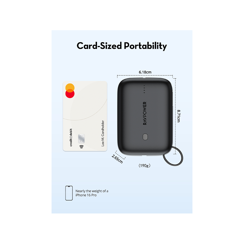 RavPower 3-Port PD 20W 10000 mAh Power Bank - Black