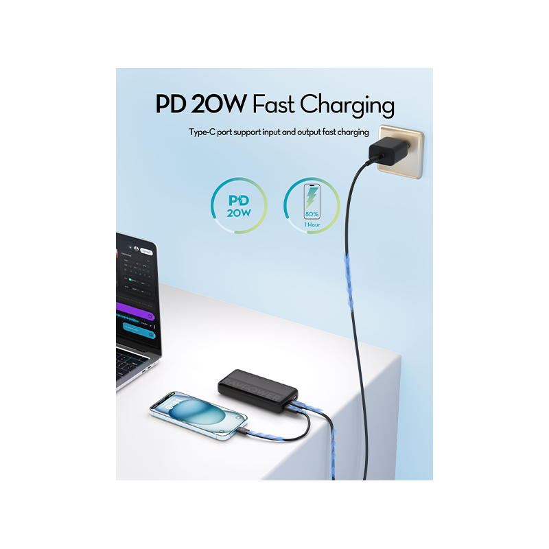 RavPower 3-Port PD 20W 20000 mAh Power Bank - Black