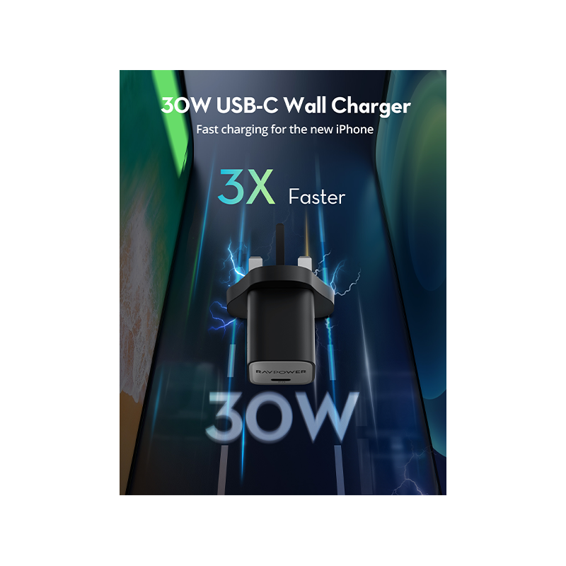 RAVPower Mini GaN Charger / USB-C / 30W - Black