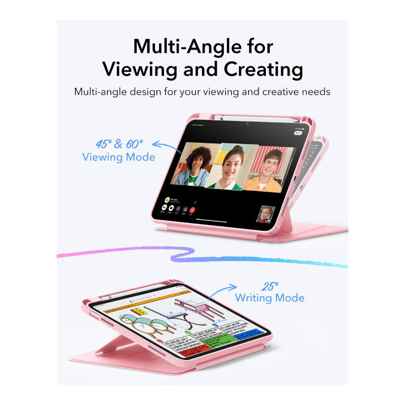 ESR Flip Hybrid Case (Pencil Holder) For iPad 11 inch/10.9 inch 11th Gen(A16)/10th Gen - Pink