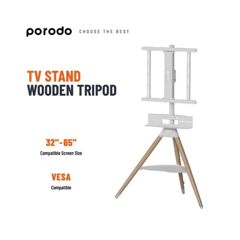 Porodo TV Stand Wooden Tripod