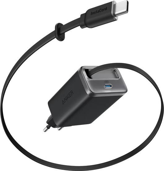 Anker Nano Charger (Anker Nano GaN Charger - 35W / Built-In Retractable USB-C Cable / Black