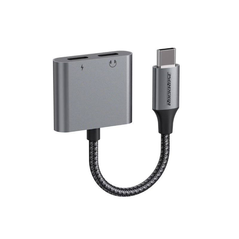 RockRose USB-C to USB-C+USB-C Adapter - Grey