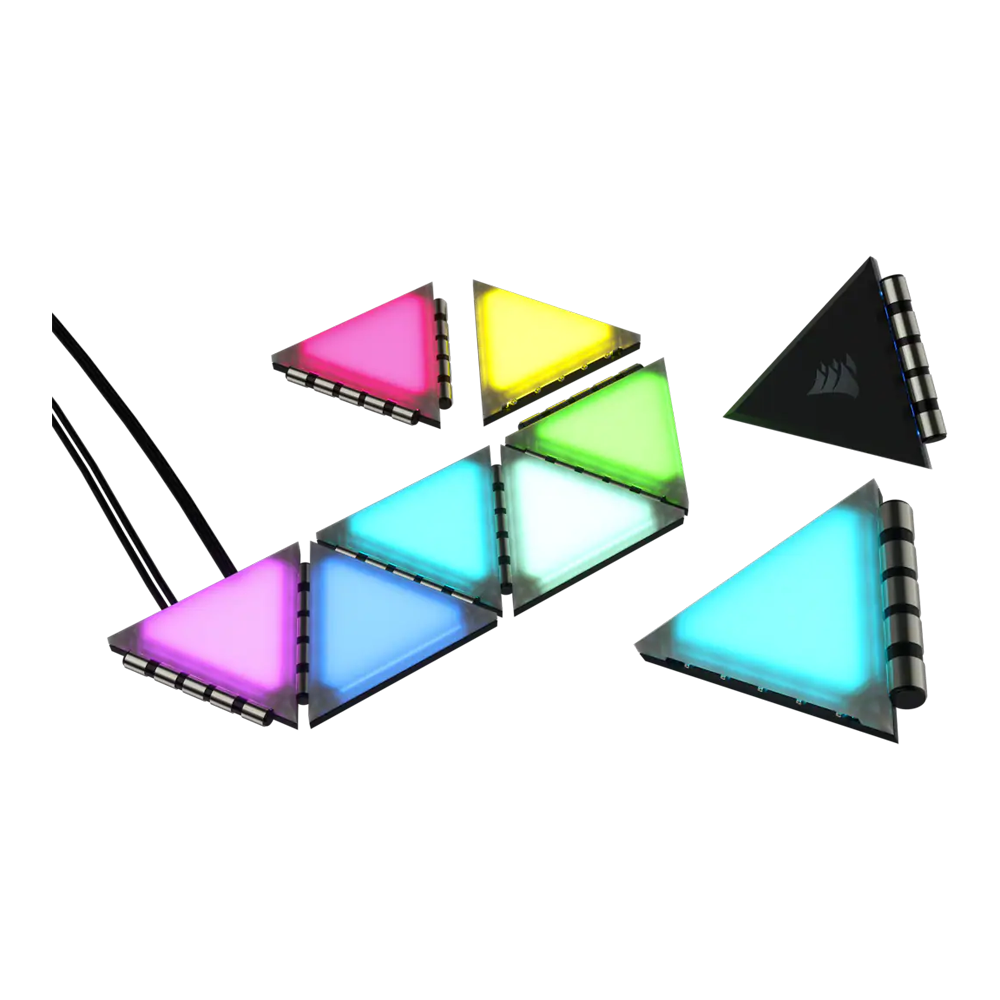CORSAIR iCUE LC100 Case Accent Lighting Panels - Mini Triangle - 9x Tile Starter Kit