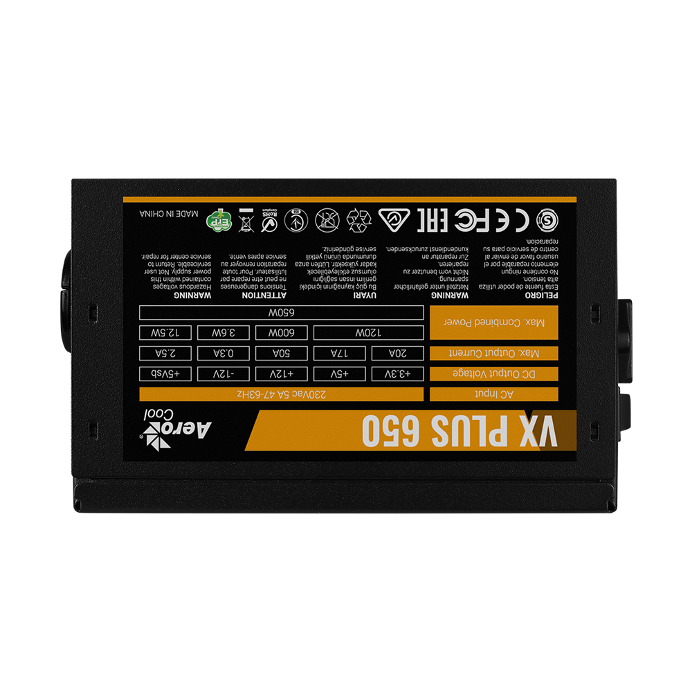 Aerocool VX PLUS STEALTH Power Supply - 650W / Black