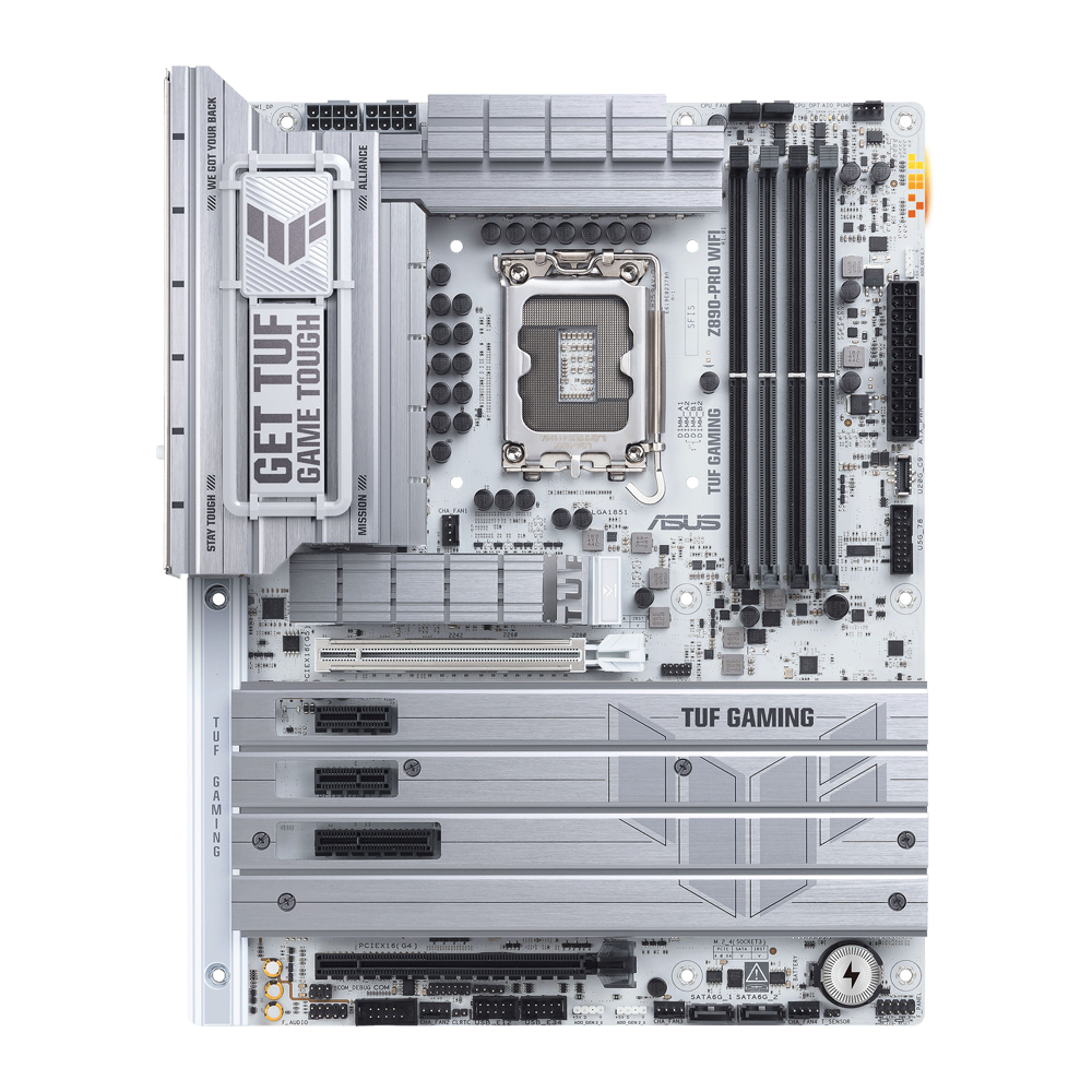 ASUS TUF GAMING Z890-PRO Motherboard - DDR5 / Wi-Fi7 / HDMI / DisplayPort / Ethernet / USB - White