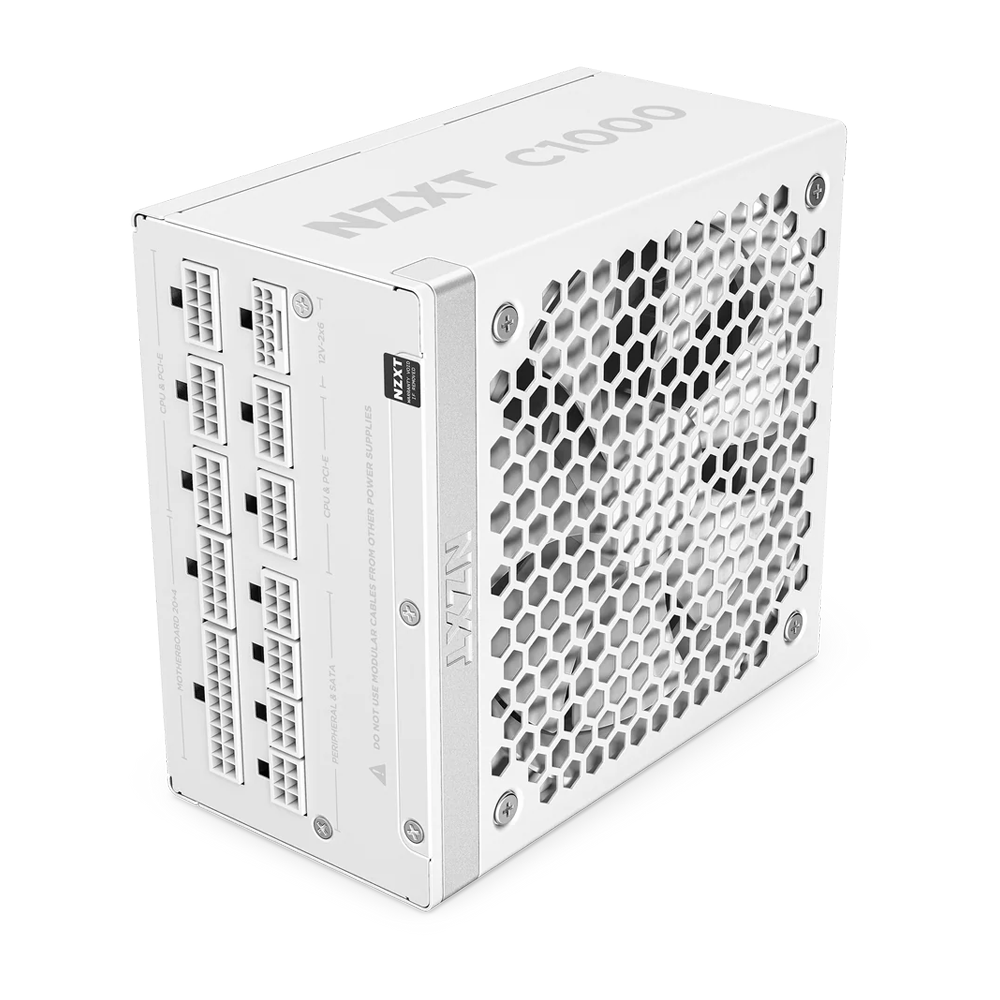 NZXT ATX 3.X 80 Plus Gold Fully Modular Low Noise Power Supply - 1000W / White