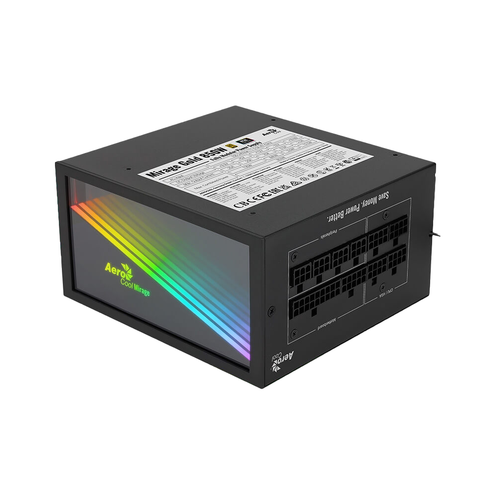 AeroCool Mirage Fully Modular 80 Plus Gold Power Supply - 850W / Black