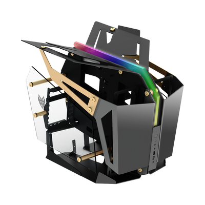 FSP CMT710 T-Wings Dual-System - Open Frame ATX Mid Tower Gaming Case - Black