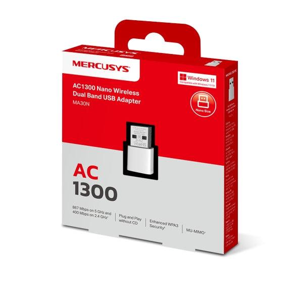 Mercusys MA30N - AC1300 Nano Wireless Dual Band USB Adapter