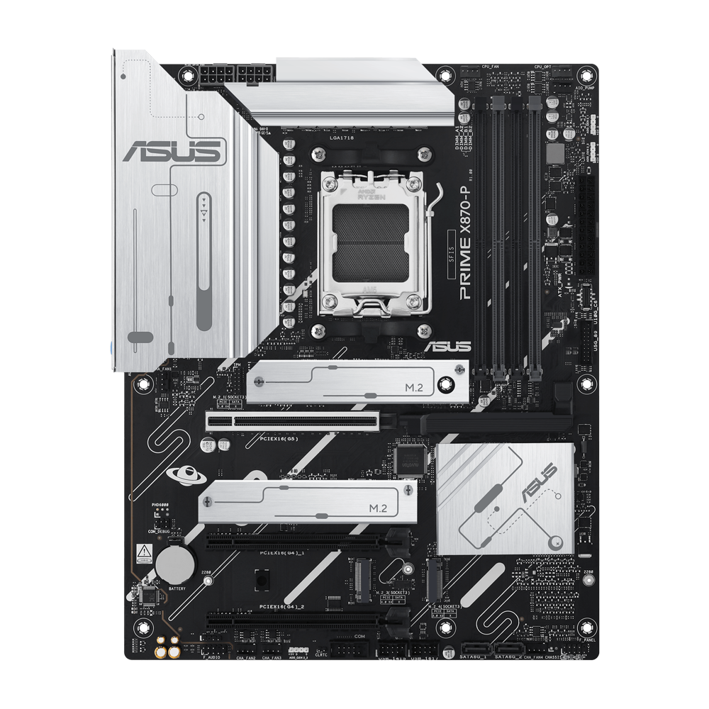 ASUS PRIME X870-P Motherboard - DDR5 / HDMI / DisplayPort / Ethernet / USB - Black