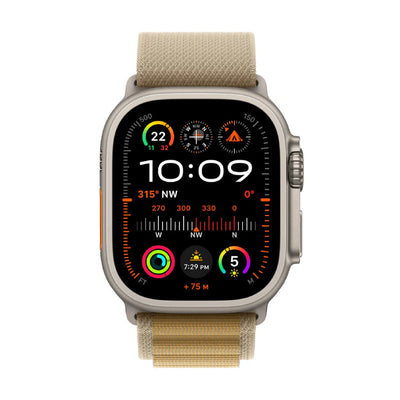 Apple Watch Ultra 2 (2024) - LTPO OLED / 64GB / 49mm / Medium / Bluetooth / Wi-Fi / Cellular / Tan Alpine Loop Smart