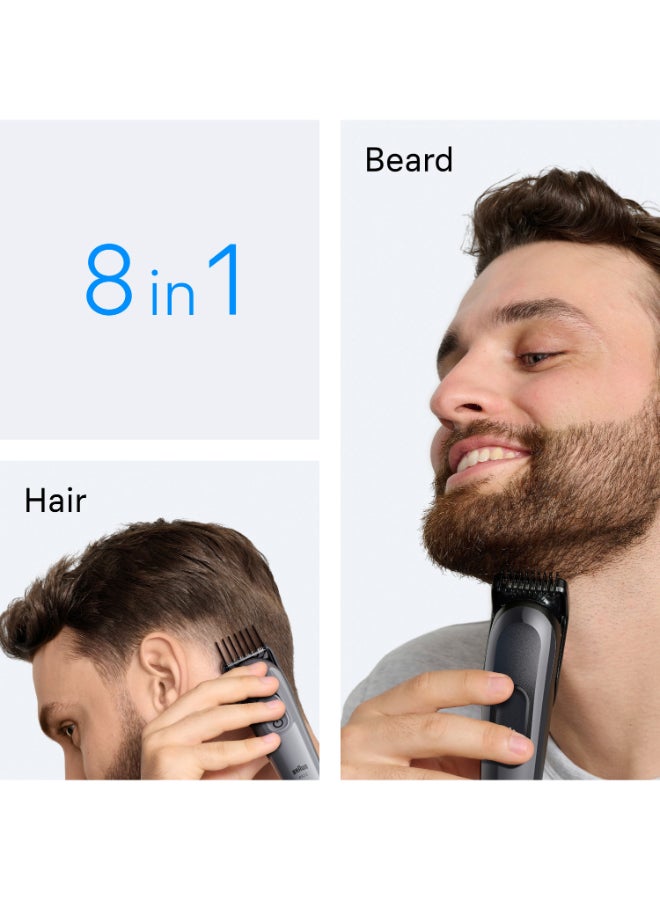 Braun All-in-One Series 3, 8in1 Grooming Kit, Ultra Sharp Blade, 14 Lengths, AIO3540 Metallic Black