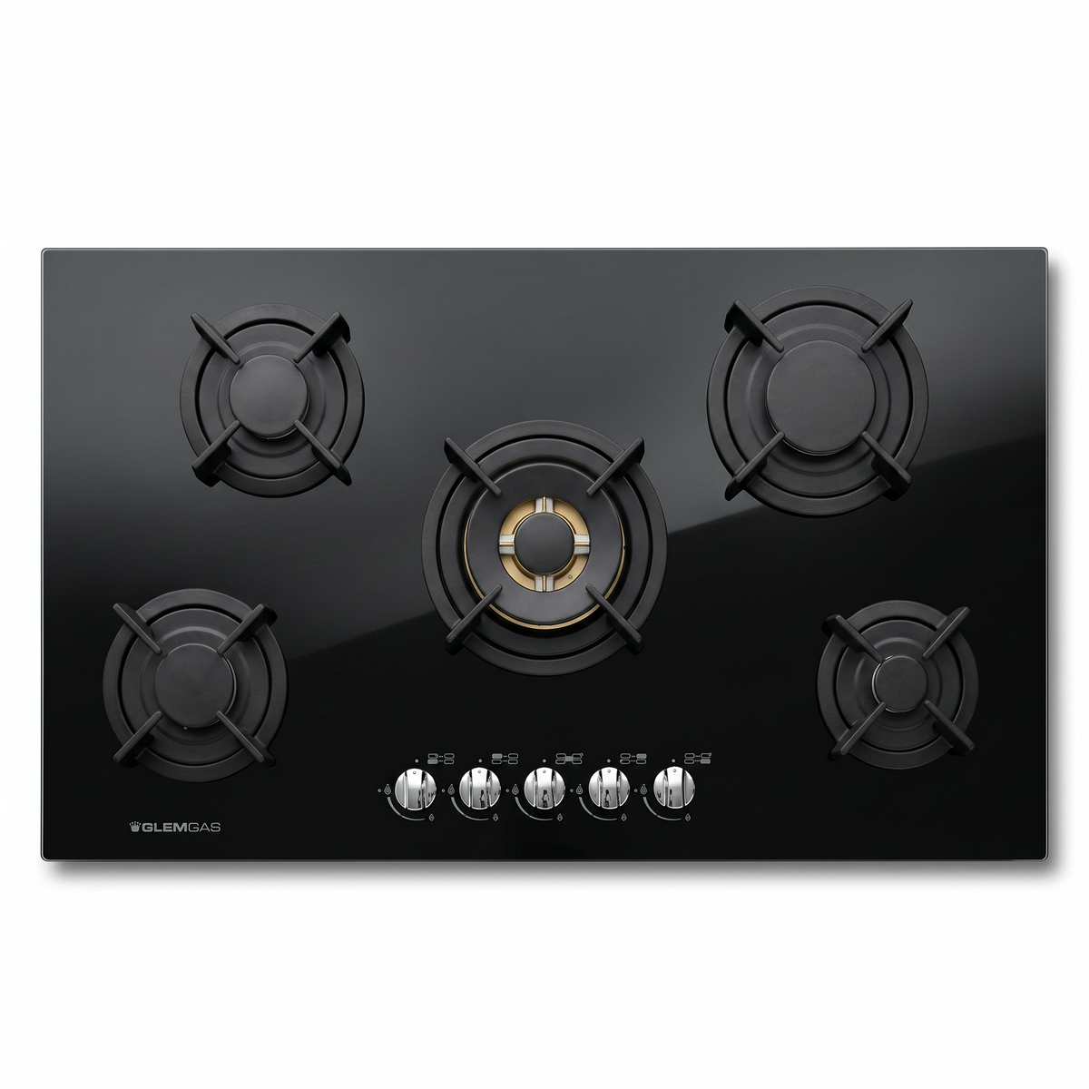 Glemgas Built-In Crystal Glass Gas Hob, 90cm GLGV955HBK