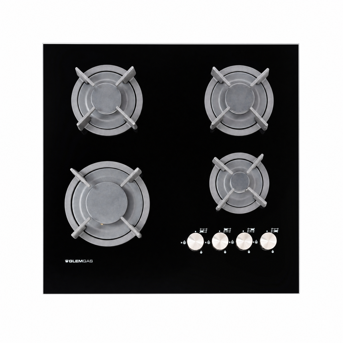 Glemgas Built-In Crystal Glass Gas Hob, 60cm GLGV64HBK