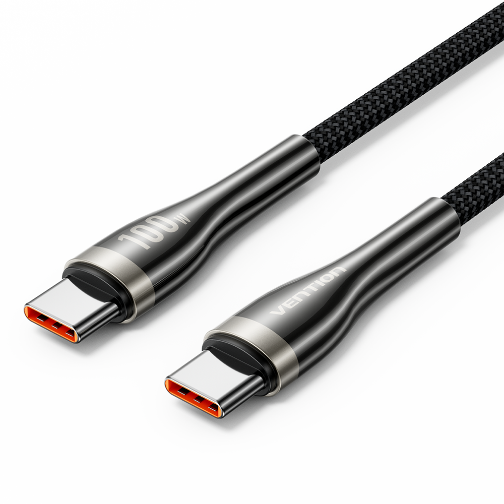 Vention Nylon Braided USB 2.0 C Male to C Male  Cable - 100W / 2 Meter / Black