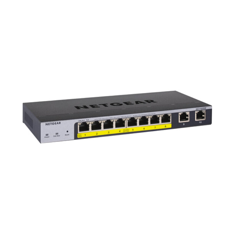 Netgear GS110TPP - 8-Ports Gigabit Ethernet / 2-Ports(Uplink) / PoE+ / Managed / Gigabit / Desktop - Switch