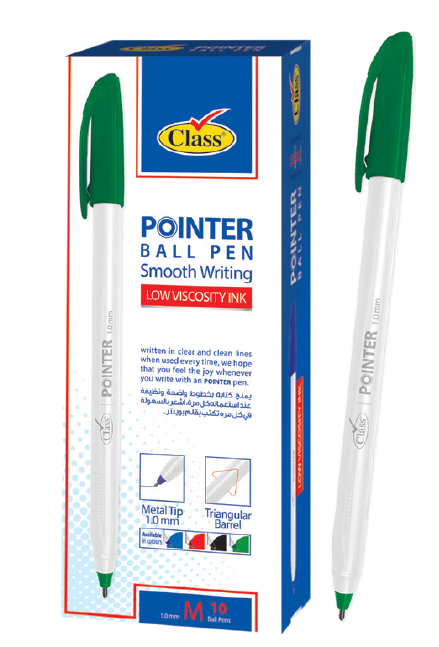 Class Pointer Ballpen Green - 10 Pcs