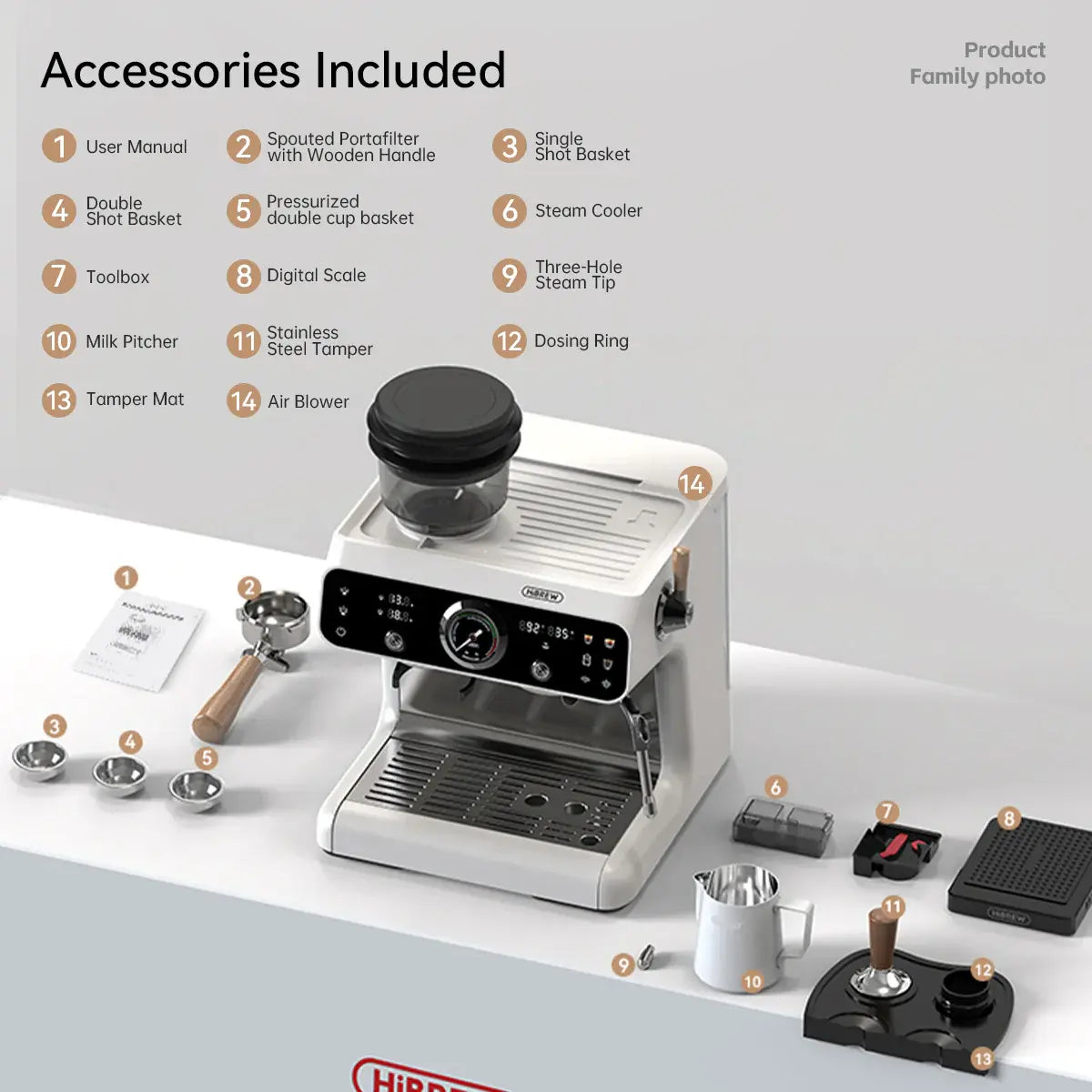 HiBREW H7B Espresso Machine with Grinder