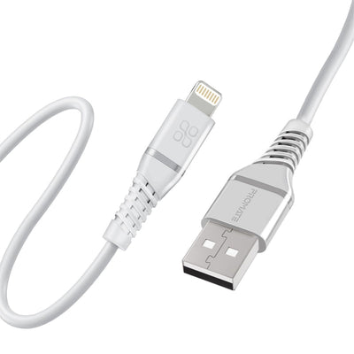 Promate PowerLine-Ai120 Data Sync & Charge Cable - USB-A / Lightning / White