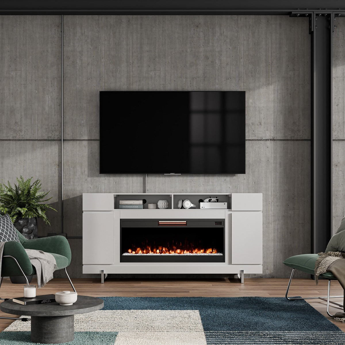 Orca High Sheen Contemporary Console Up to 86-inch TVs - E106-VENEER