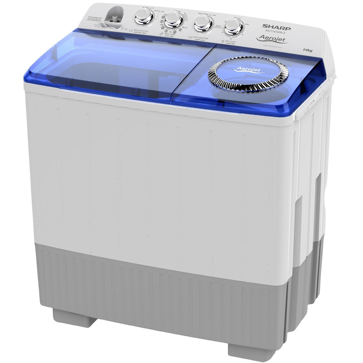 Sharp Twin Tub Washer 14kg Dryer 8kg, White - ES-T147APK-Z