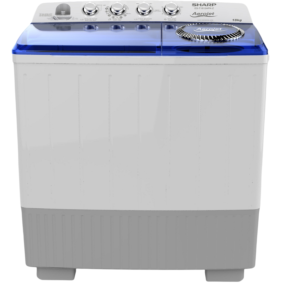 Sharp Twin Tub Washer 18kg Dryer 12kg, White - ES-T1812APK-Z