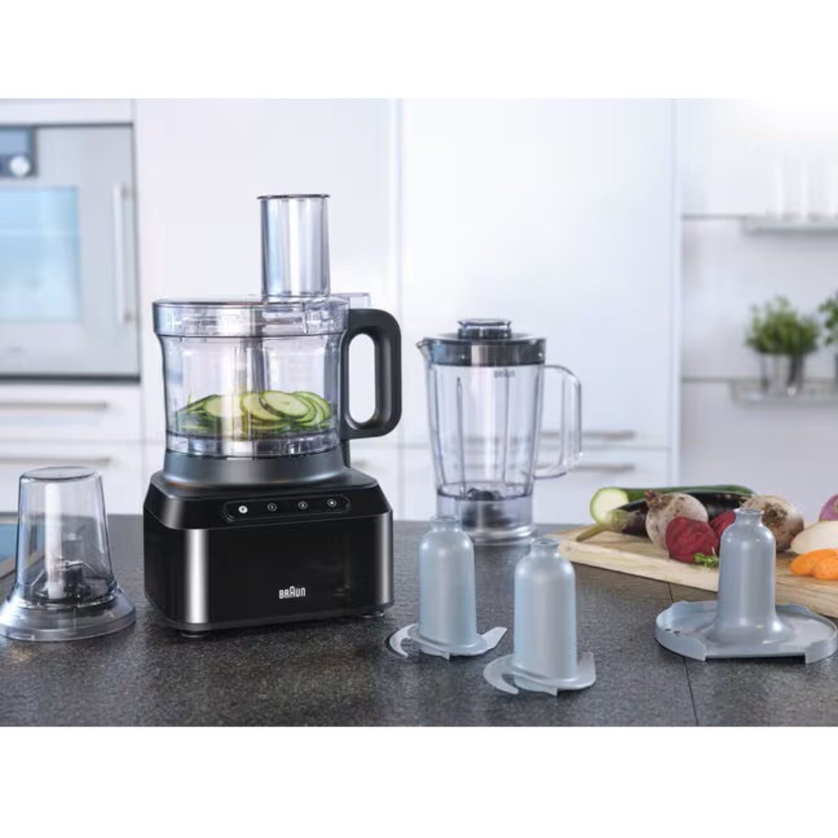 Braun Food Processor 800 Watts 2.1 Liters, Black - FP3132-B