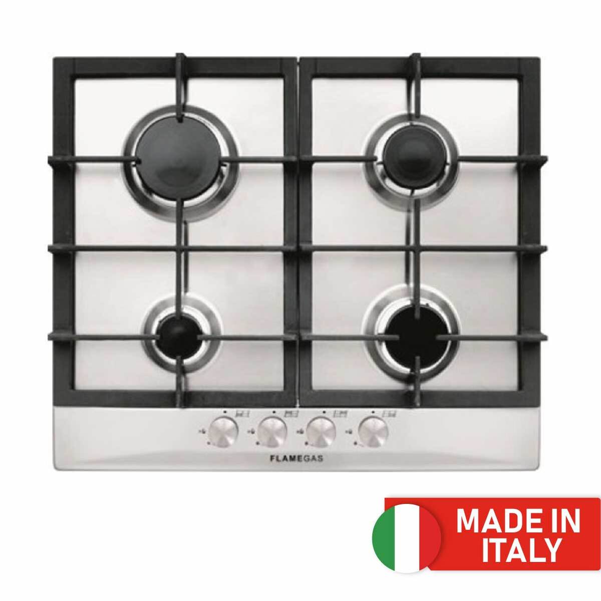 Flamegas Built-in Gas Hob 60cm 4 Burners, Stainless Steel - GT64HIX