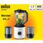 Braun PowerBlend Blender with 2 Mill 1.7 Liters 800 Watts, White - JB3123WH