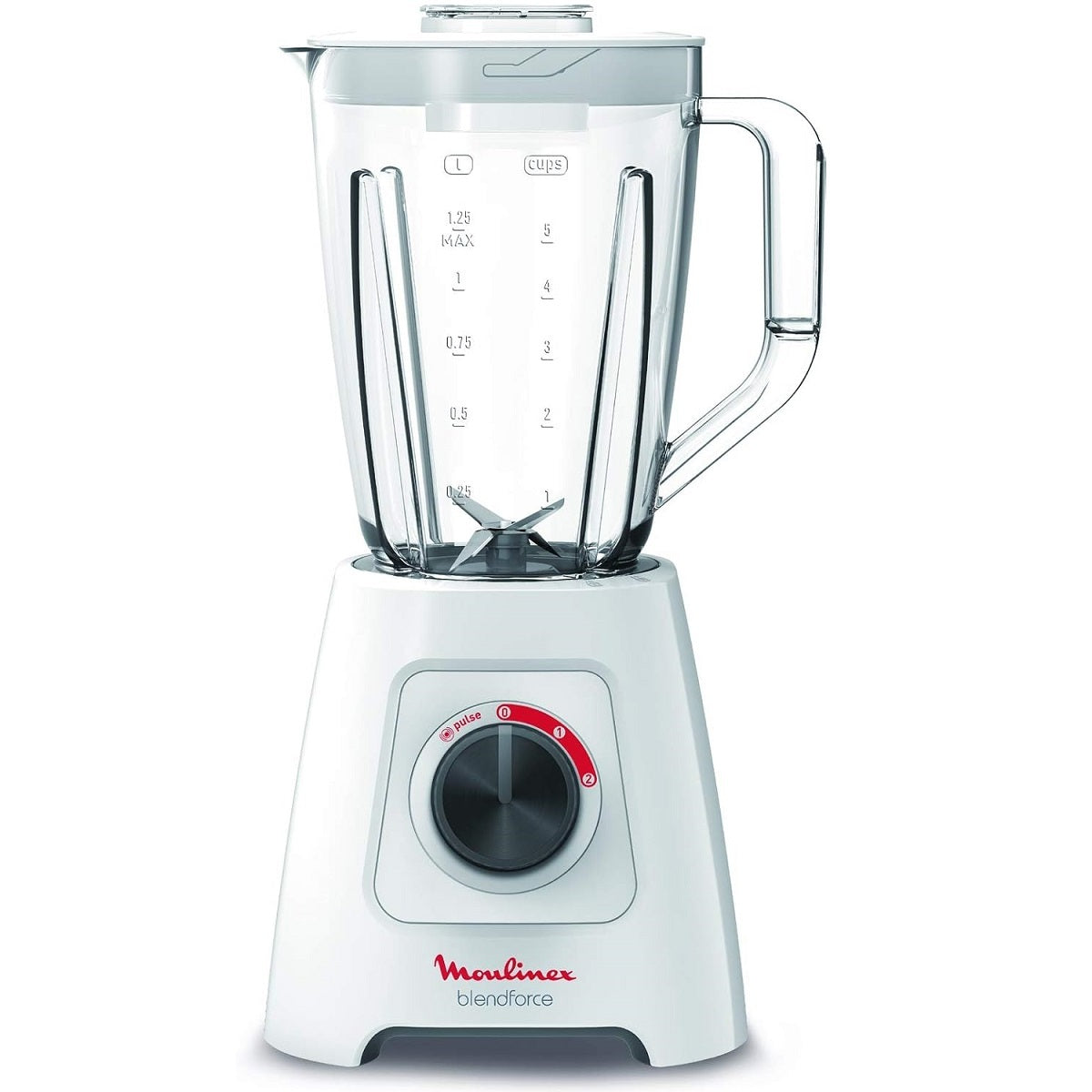 Moulinex Blender BlendForce 2 - 2L Blender Smoothie Maker, Mixer 600 Watts 3 speeds - White - LM423127