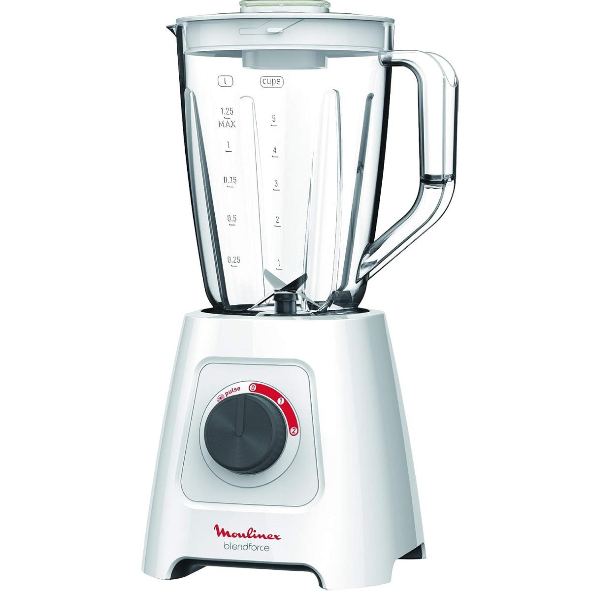 Moulinex Blender BlendForce 2 - 2L Blender Smoothie Maker, Mixer 600 Watts 3 speeds - White - LM423127