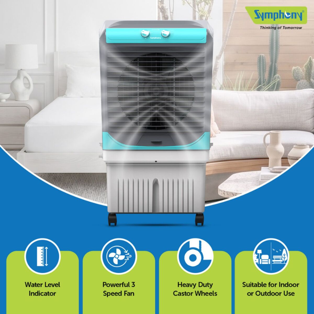 Symphony Air Cooler 80L 3 Speed 195W - MAXWIND-80XL