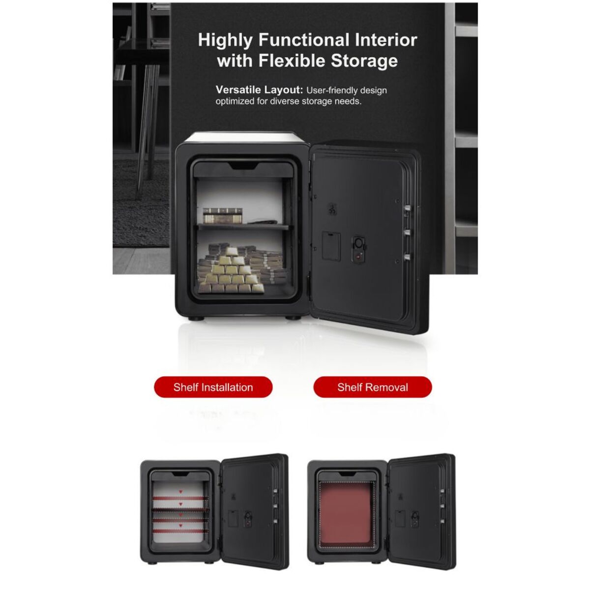 Metacel Safe Digital and Fingerprint Lock 53kg, Black - MC-40PR(HG)