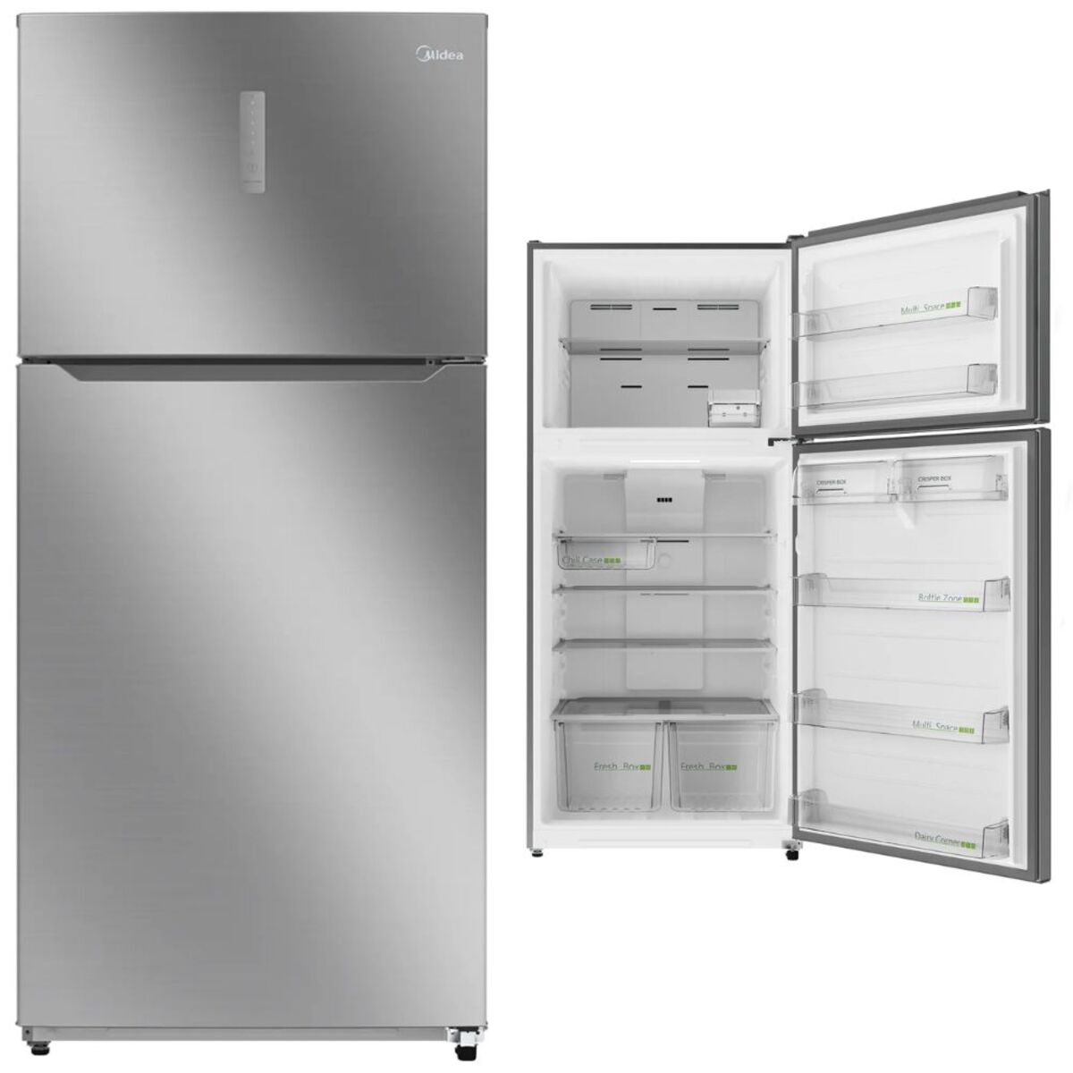 Midea Top Mount Freezer Refrigerator 651 Liters 23 CFT, Bru Steel - MDRT866FGE46AE