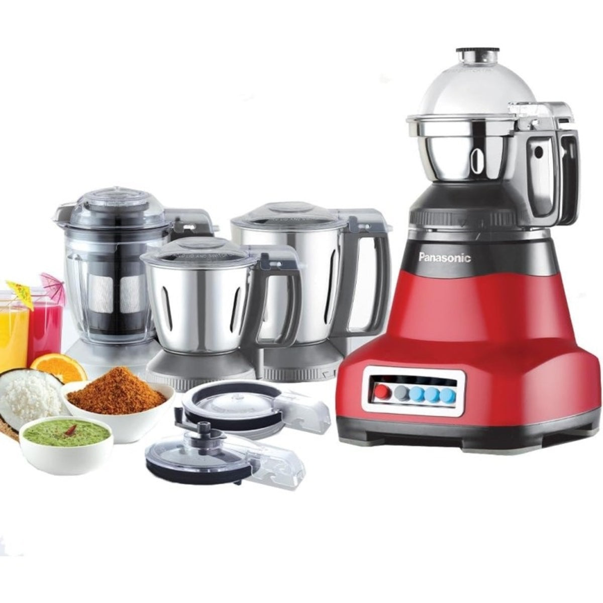 Panasonic Mixer Grinder Blender with 4 Jar 2000 Watts 3 Speeds - MX-AE465RTZ